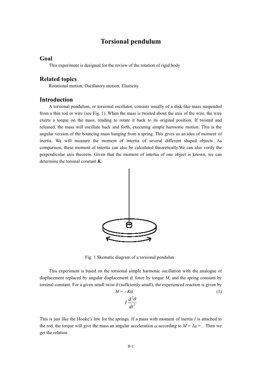 This Experiment Is Designed for the Review of the Rotation of Rigid Body
