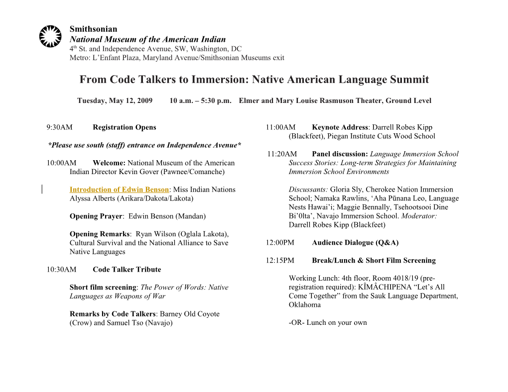 2Nd Annual National Native Language Revitalization Summit