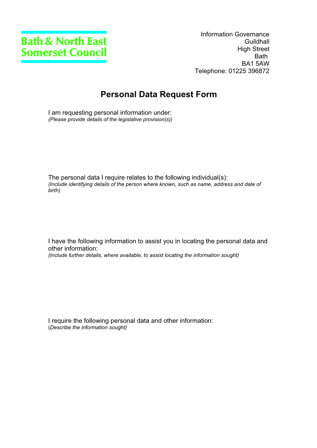 Personal Data Request Form