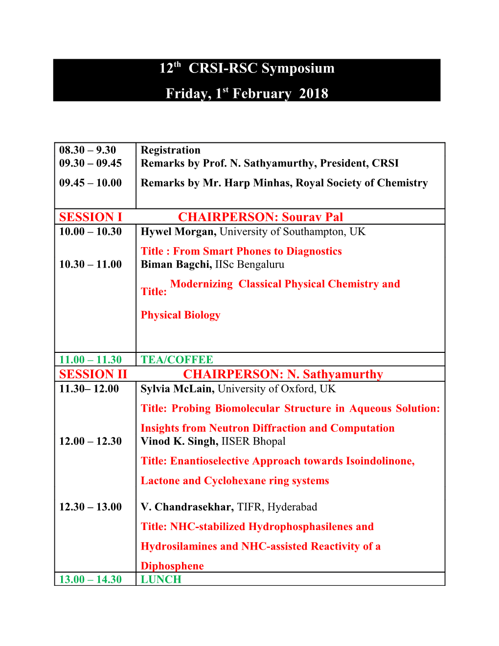 12Th CRSI-RSC Symposium