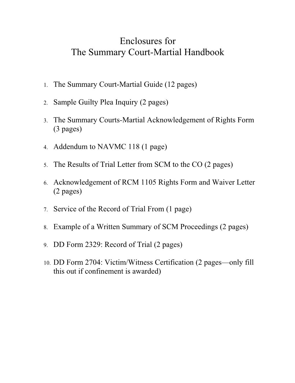 The Summary Court-Martial Handbook