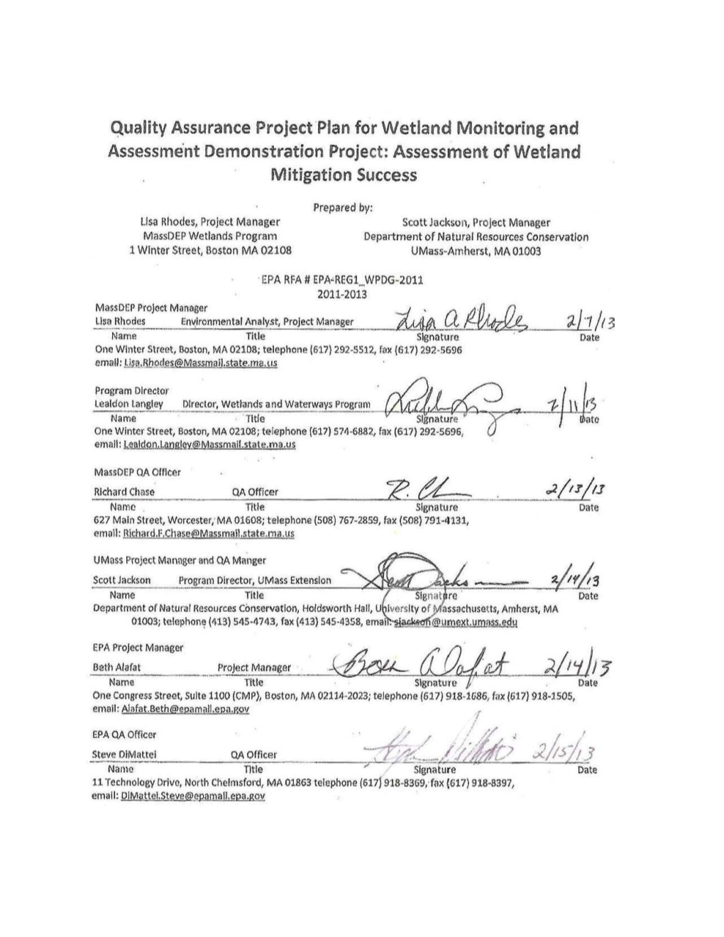 Quality Assurance Project Plan for CAPS-SLAM: Salt Marshes