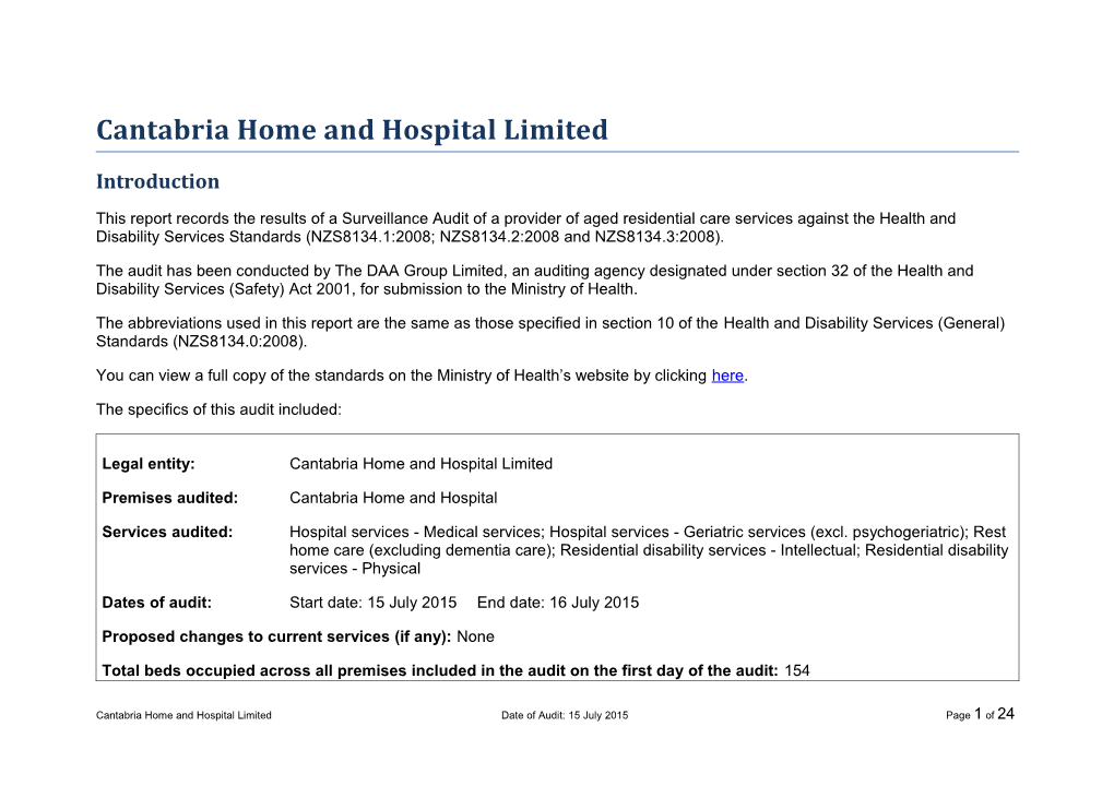 Cantabria Home and Hospital Limited