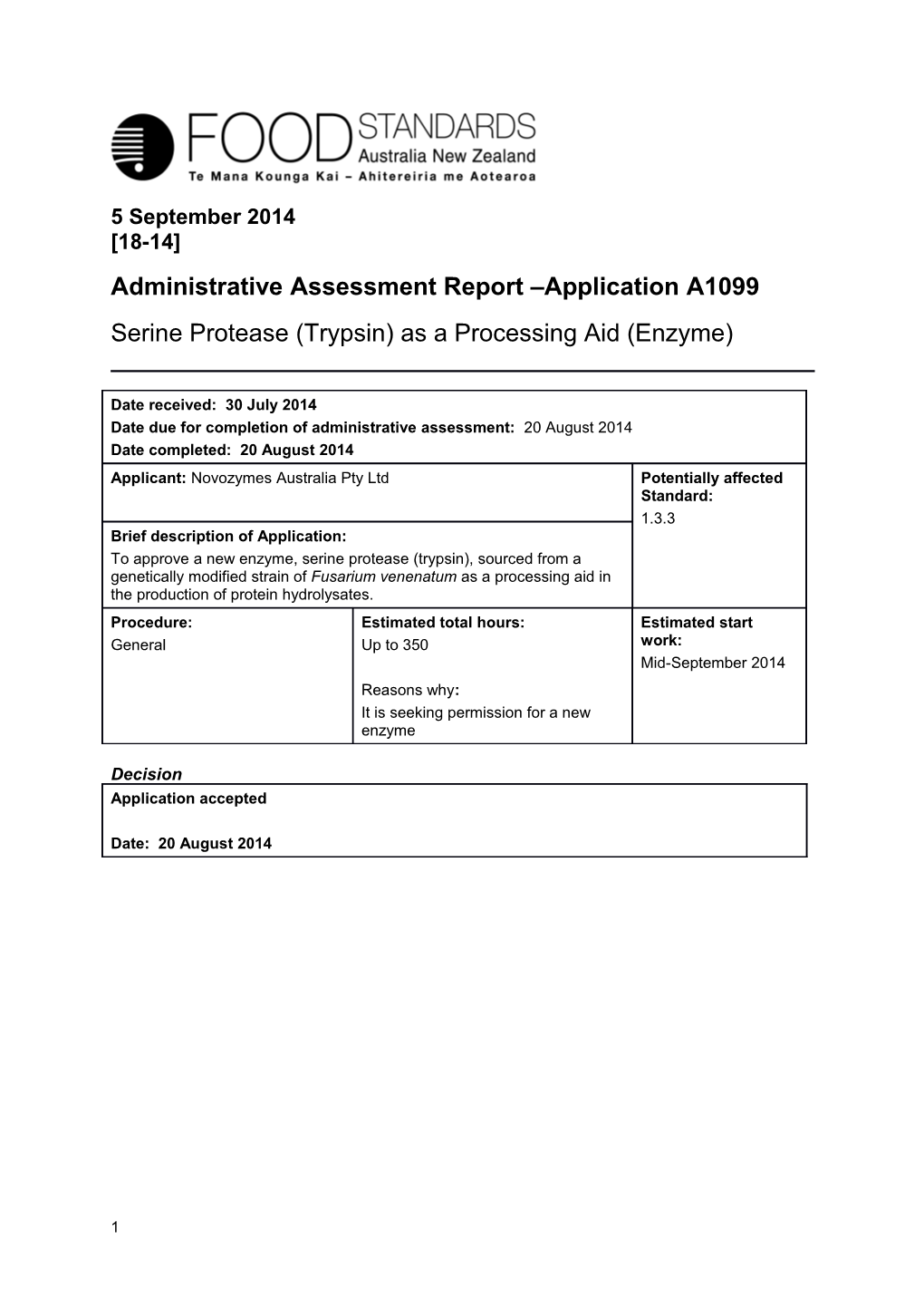 Administrative Assessment Report Application A1099