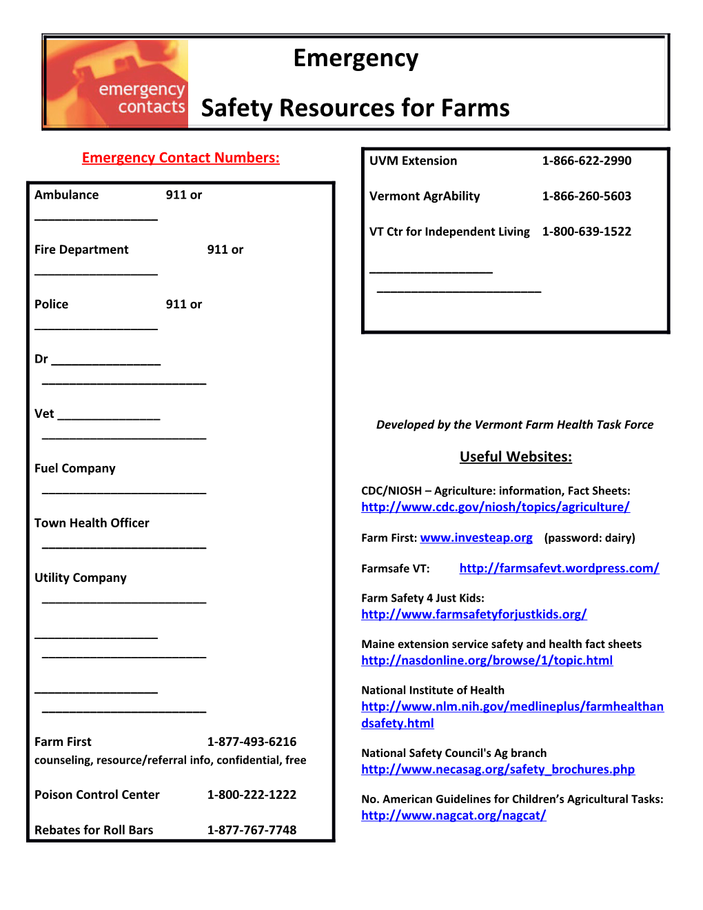 Safety Resources for Farms