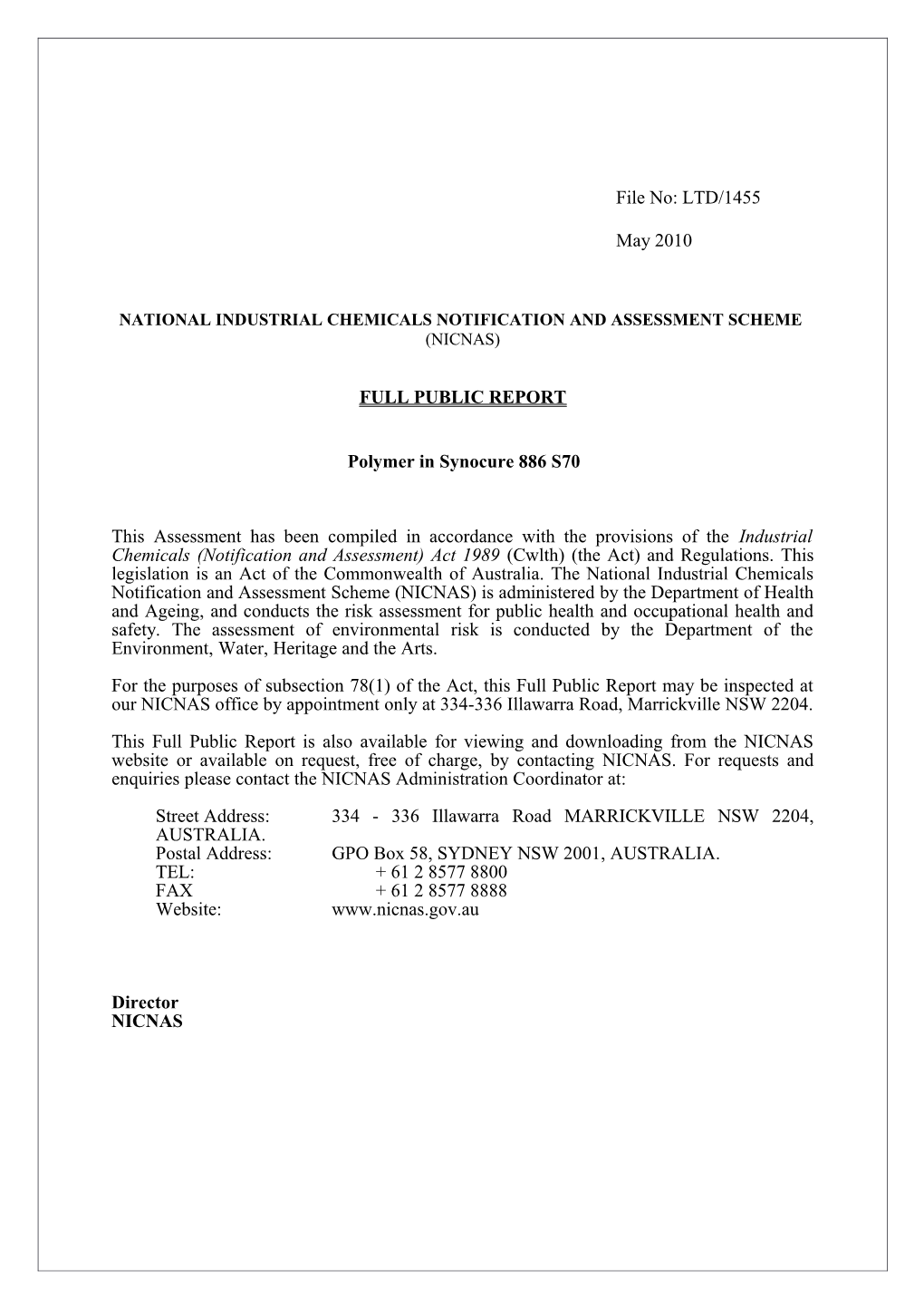 National Industrial Chemicals Notification and Assessment Scheme s33