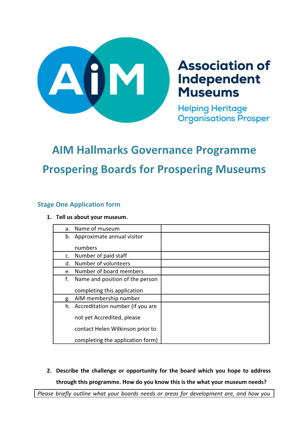 AIM Hallmarks Governance Programme
