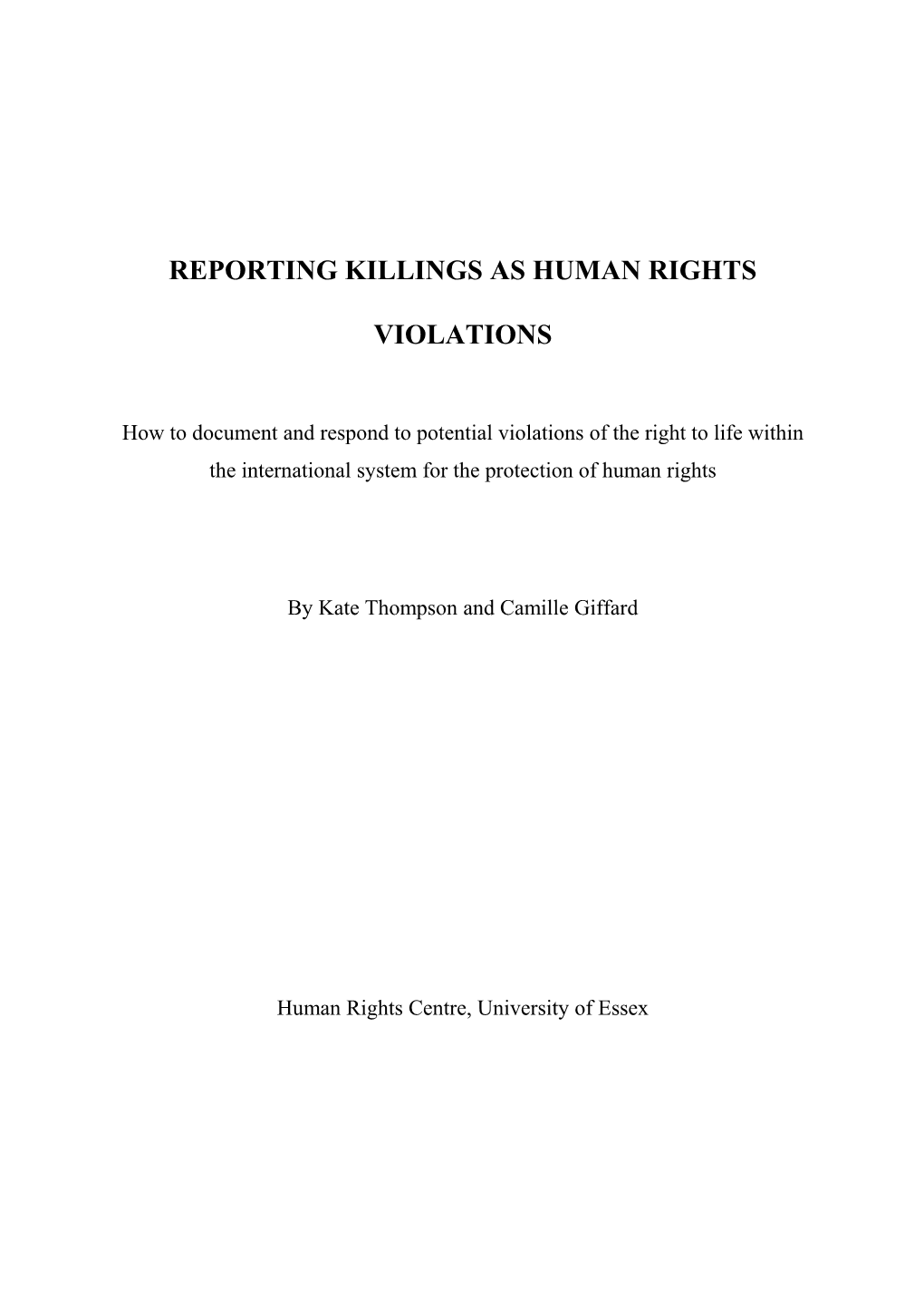 Reporting Killings As Human Rights Violations