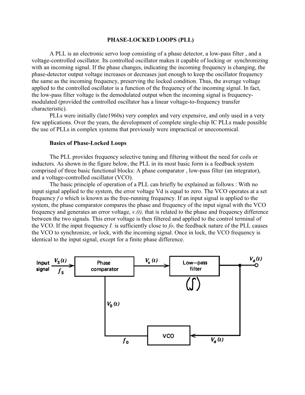 Phase-Locked Loops (Pll)