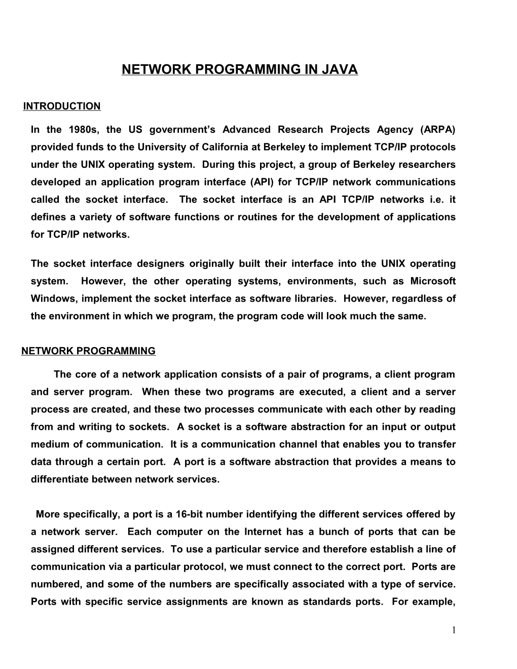 Network Programming in Java