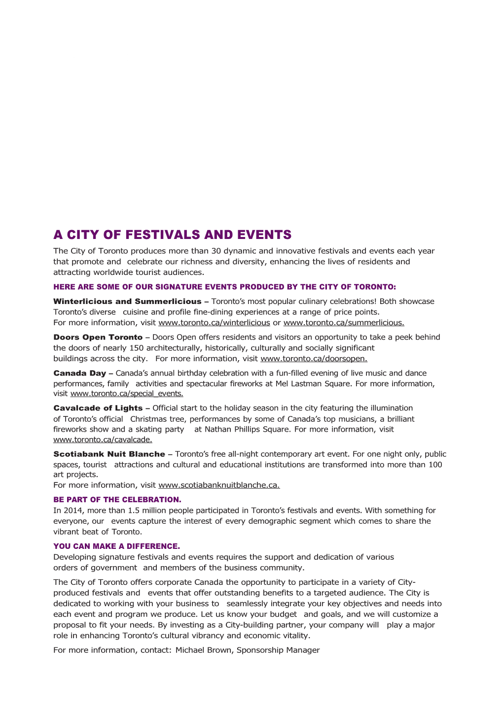 A City of Festivals and Events