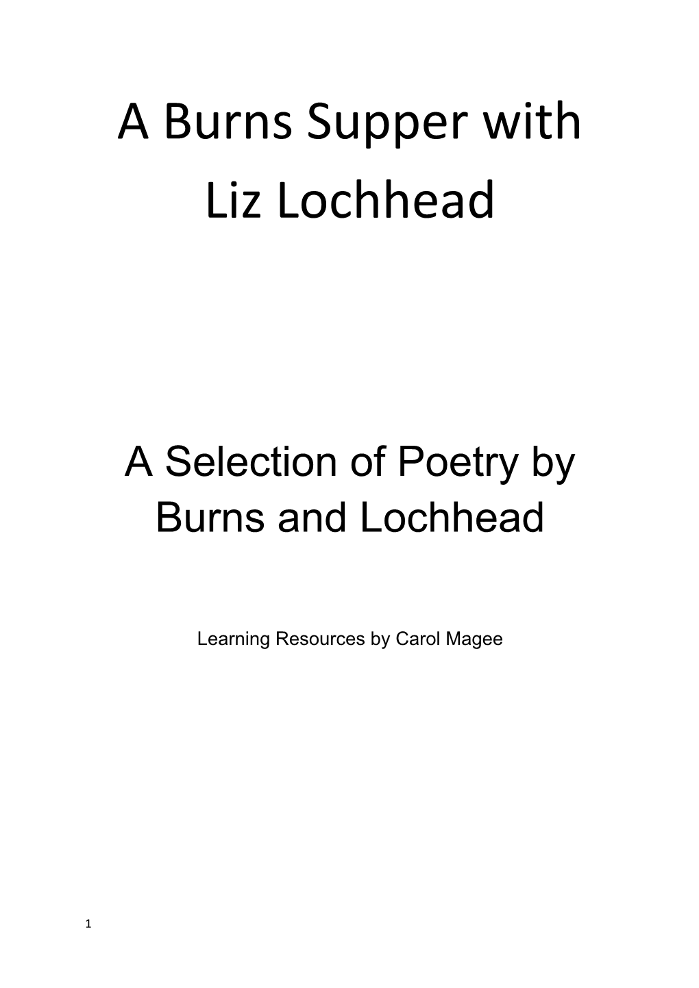 A Burns Supper with Liz Lochhead