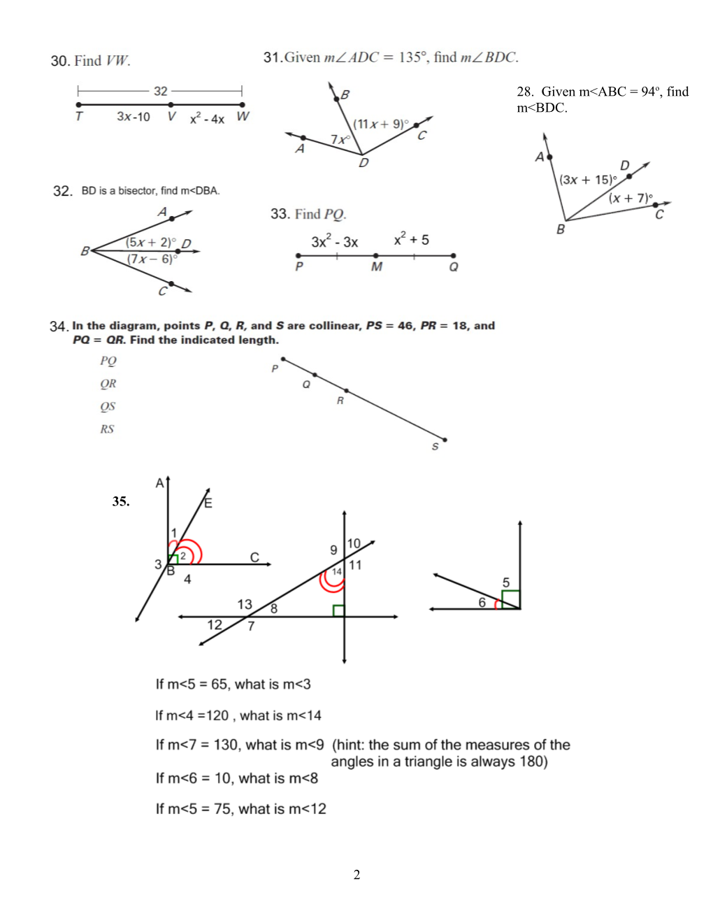 Geometry a 1St Sem. Final Review Worksheet Name ______