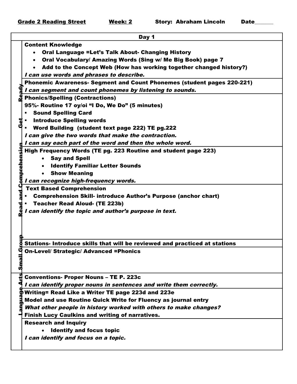 Reading Street 2Nd Grade Advanced Lesson Planner