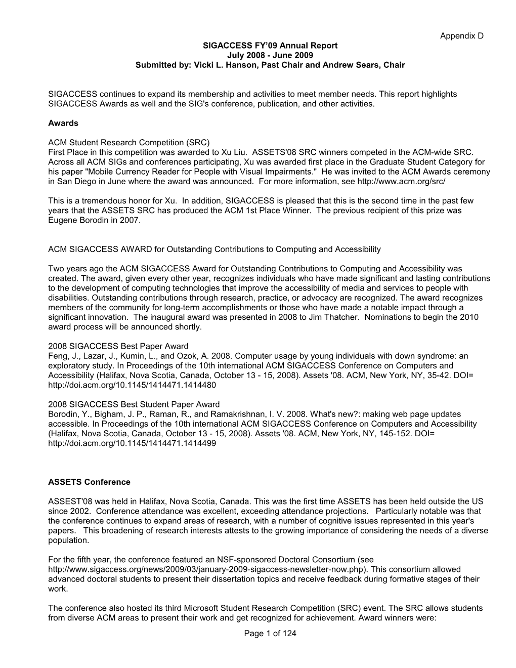 SIGACCESS FY 04 Annual Report s1