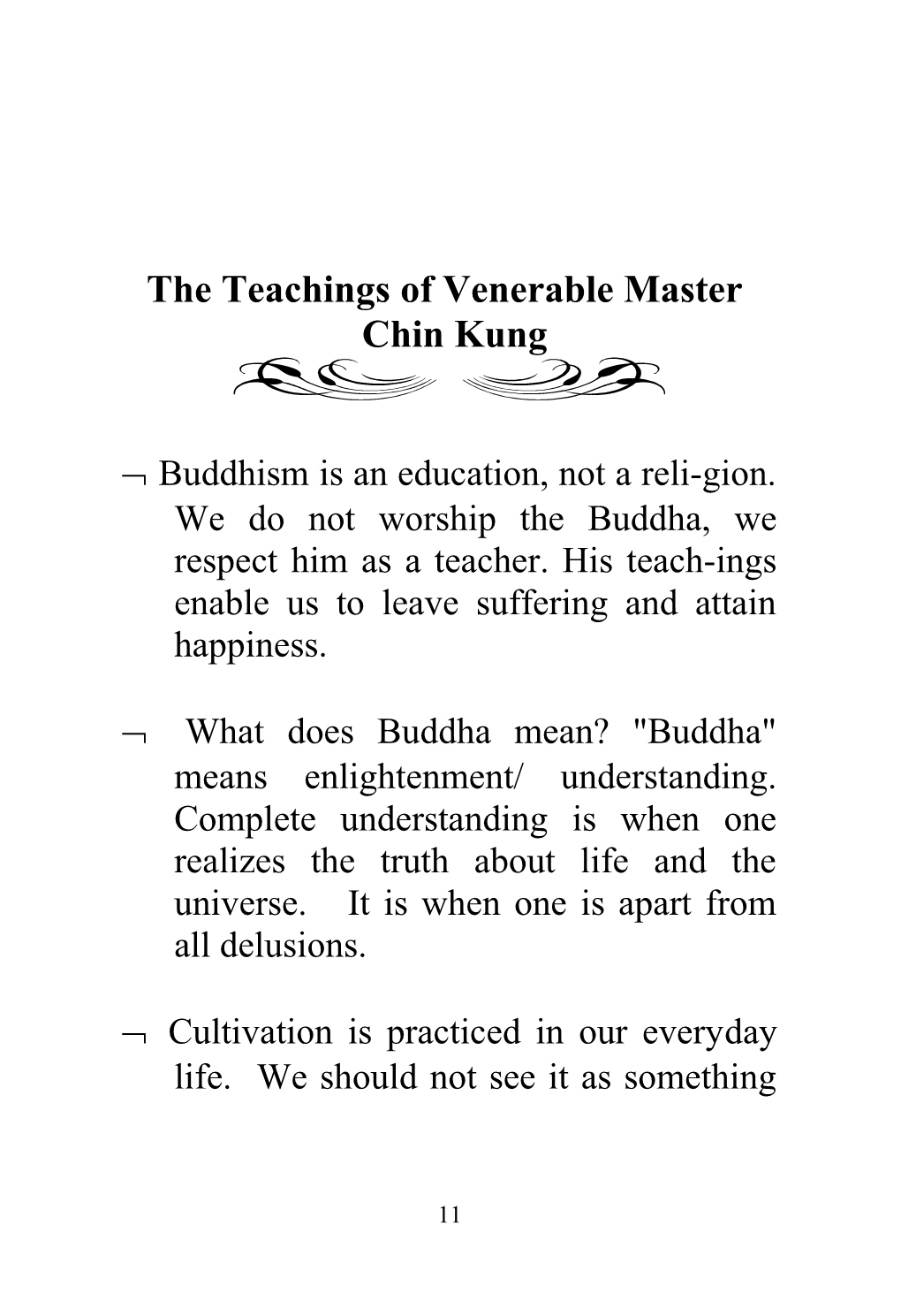 The Teachings Of Venerable Master
