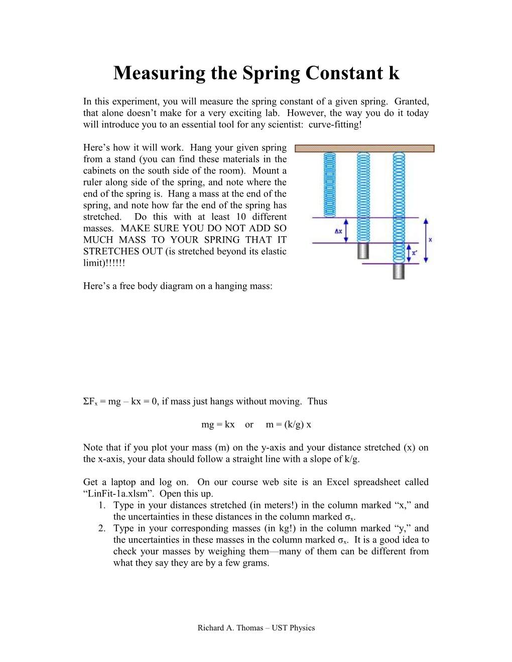 Measuring the Spring Constant K