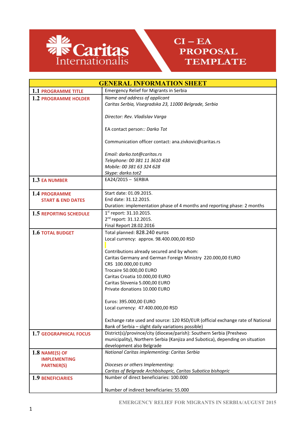 EMERGENCY RELIEF for MIGRANTS in Serbia/August 2015