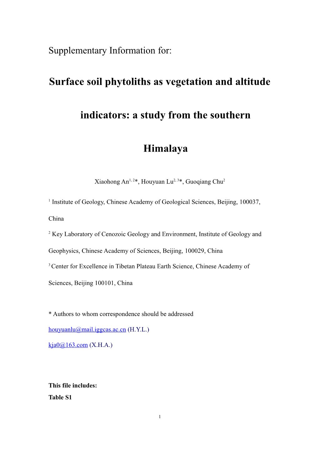 Surface Soil Phytoliths As Vegetation and Altitude Indicators: a Study from the Southern
