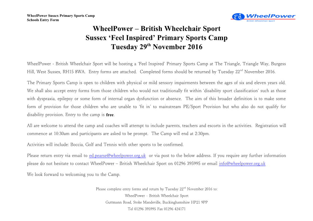 Wheelpower British Wheelchair Sport