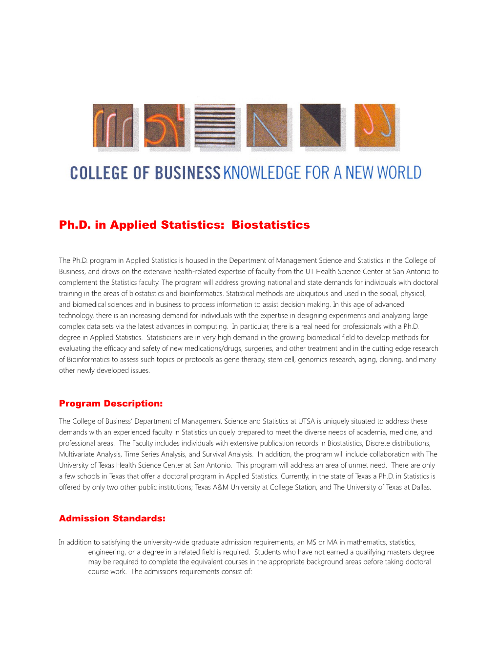 Ph.D. in Applied Statistics: Biostatistics