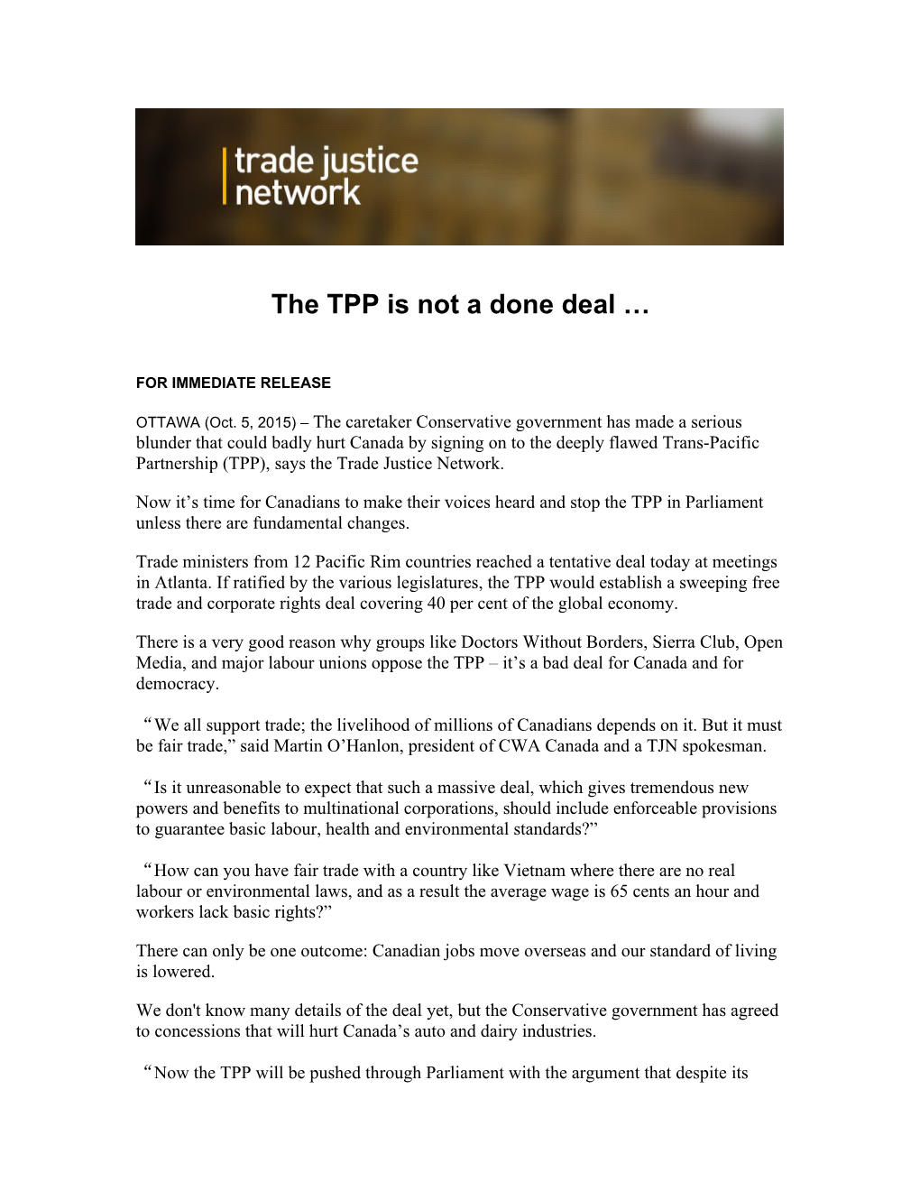 The TPP Is Not a Done Deal