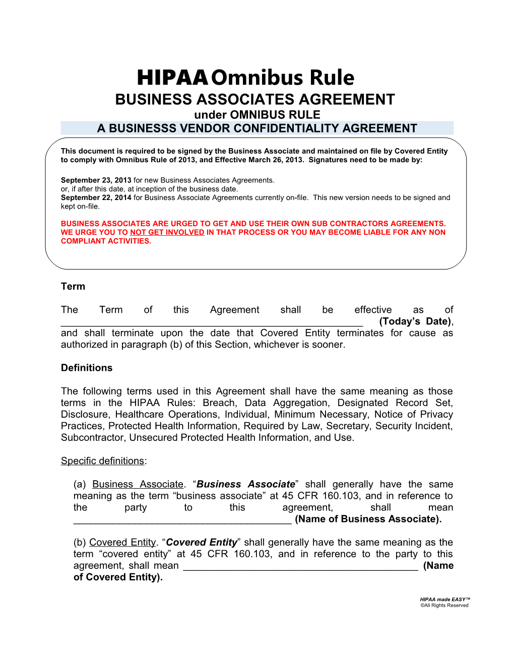 A Businesss Vendor Confidentiality Agreement