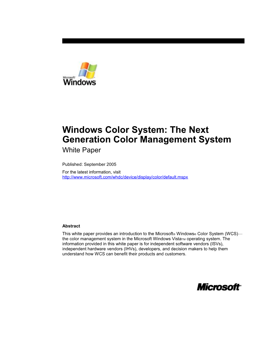 Windows Color System: the Next Generation Color Management System