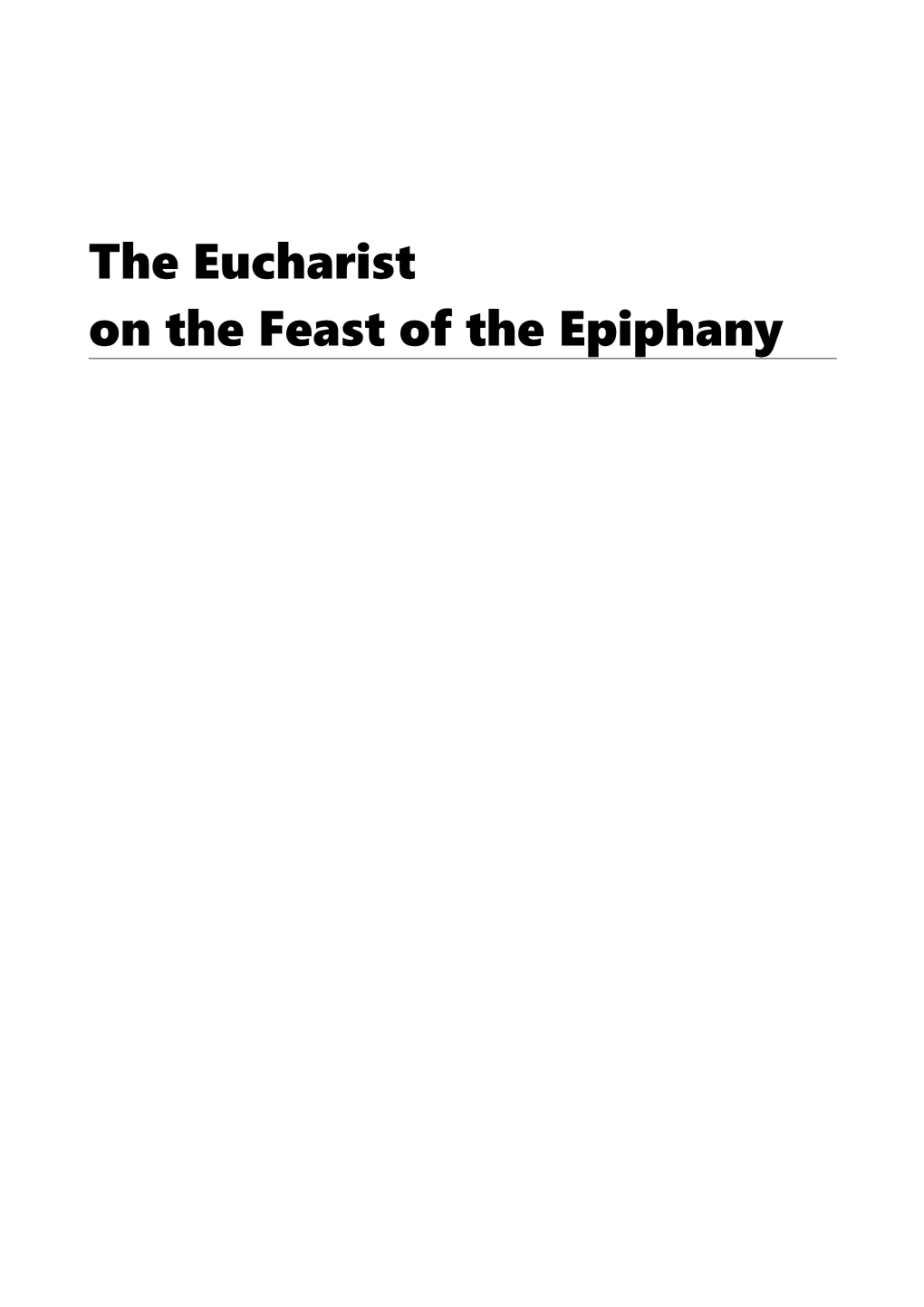 CW1 - the Eucharist on the Sundays of Ordinary Time