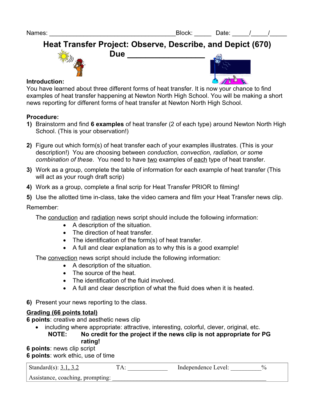 Heat Transfer Project: Observe, Describe, and Depict