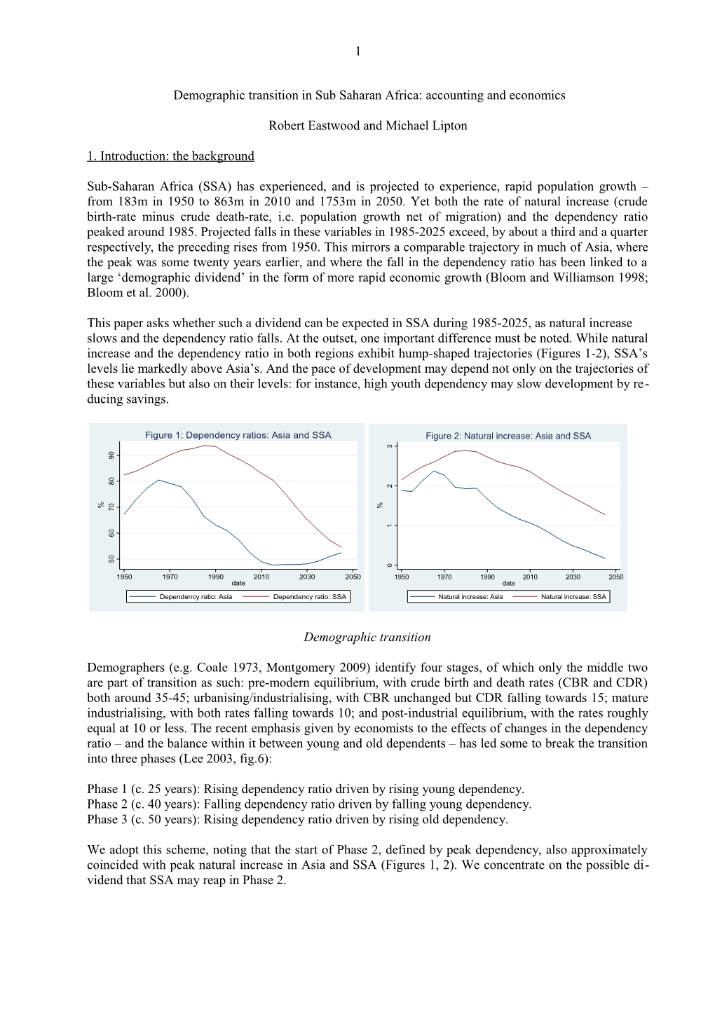 Demographic Transition In Sub Saharan Africa: Accounting And Economics