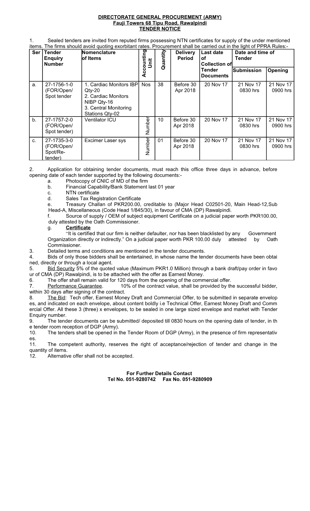 Directorate General Procurement (Army)