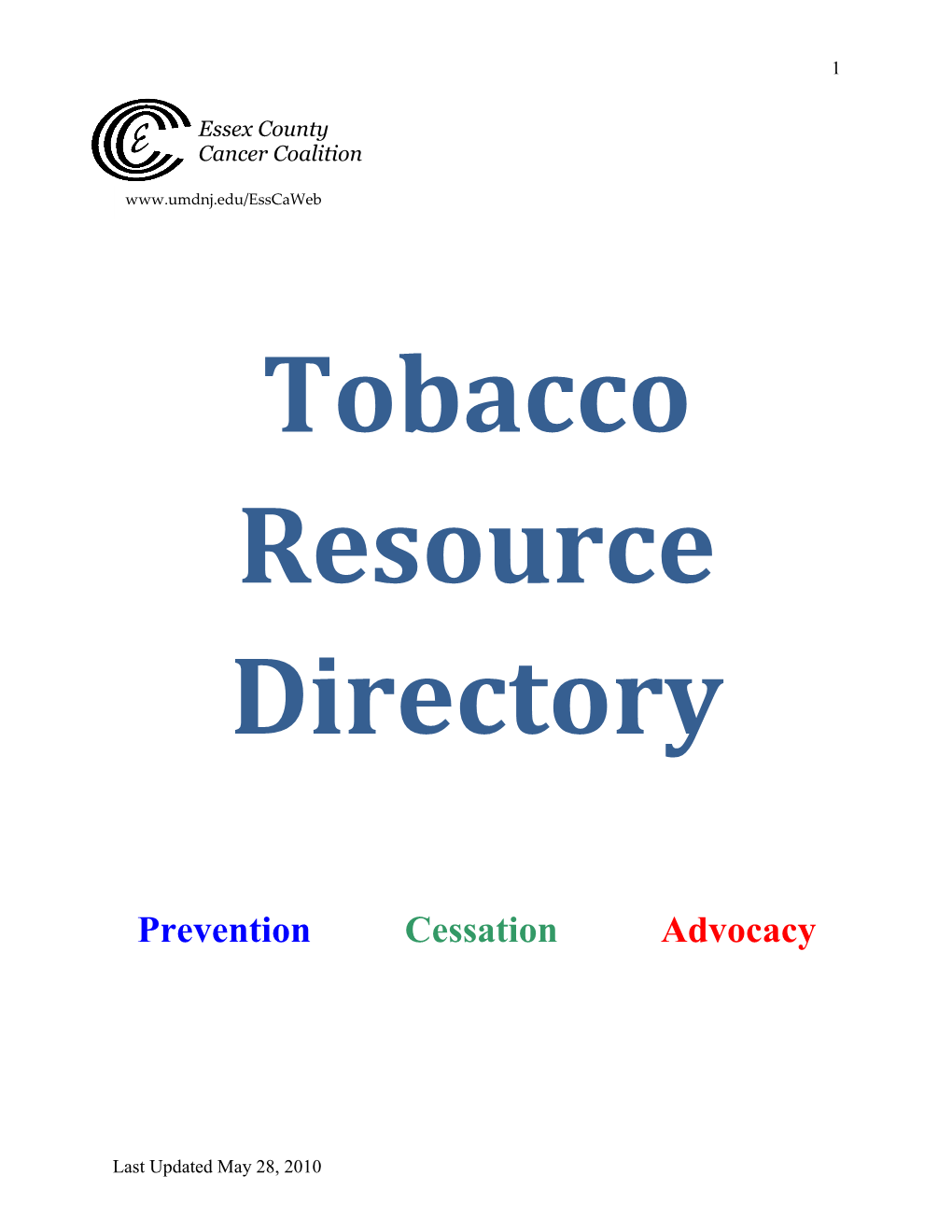 Tobacco Resource Directory 2010