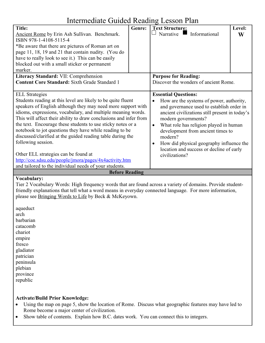 Intermediate Guided Reading Lesson Plan s1