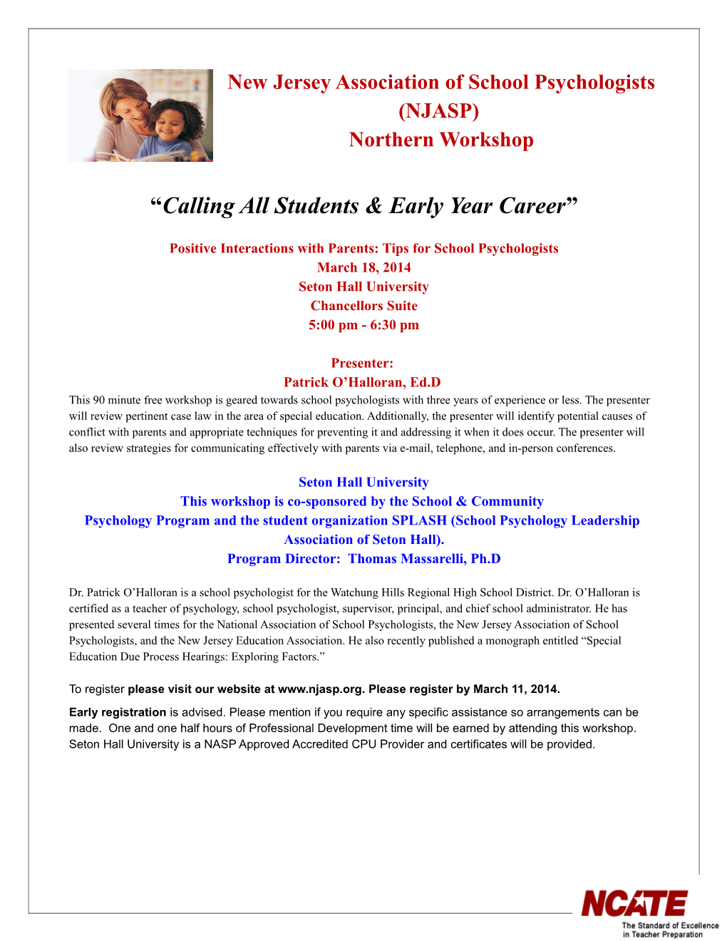 New Jersey Association of School Psychologists (NJASP) Northern Workshop