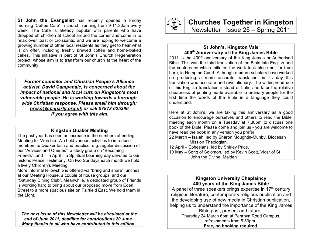 Churches Together in Kingston Newsletter