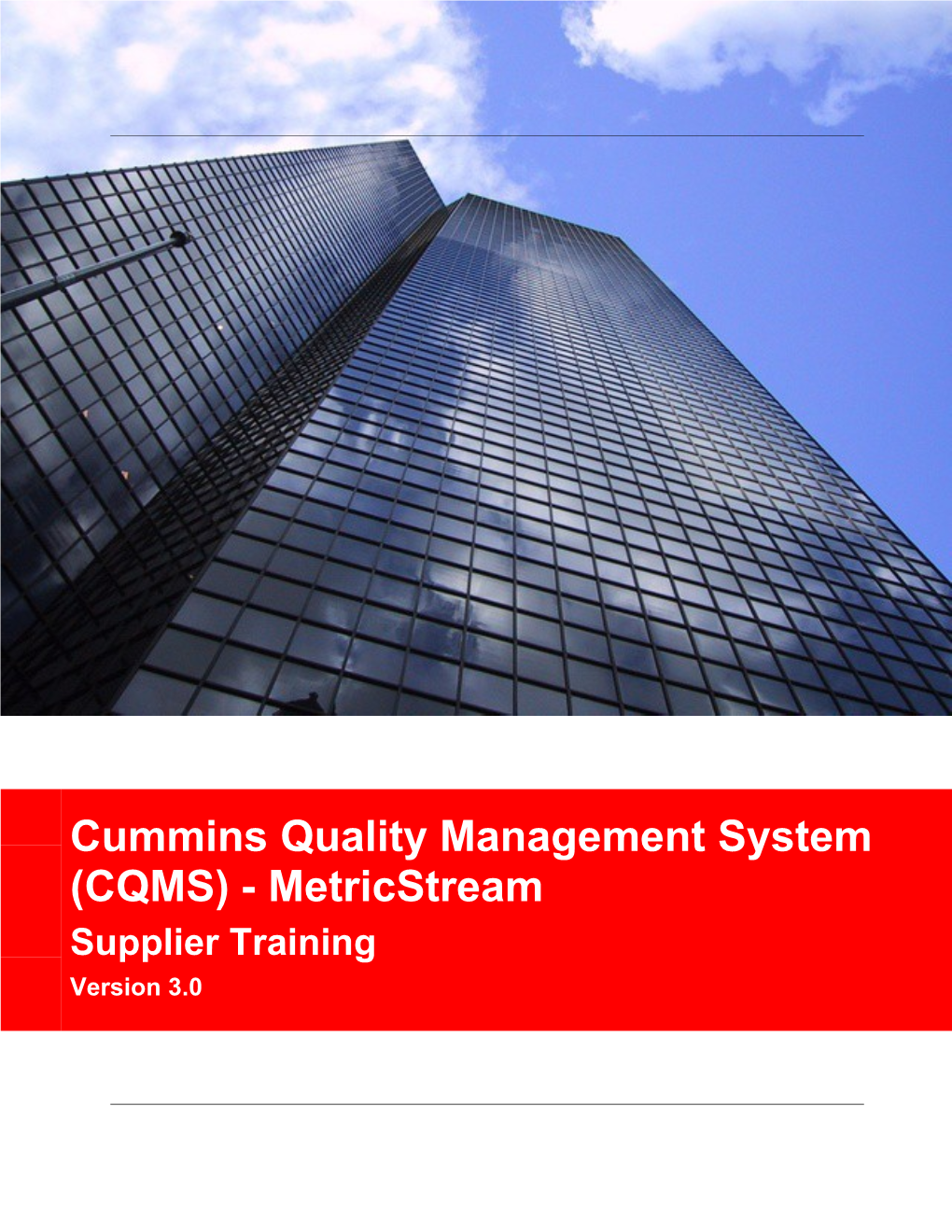CQMS-Metricstream Supplier Training
