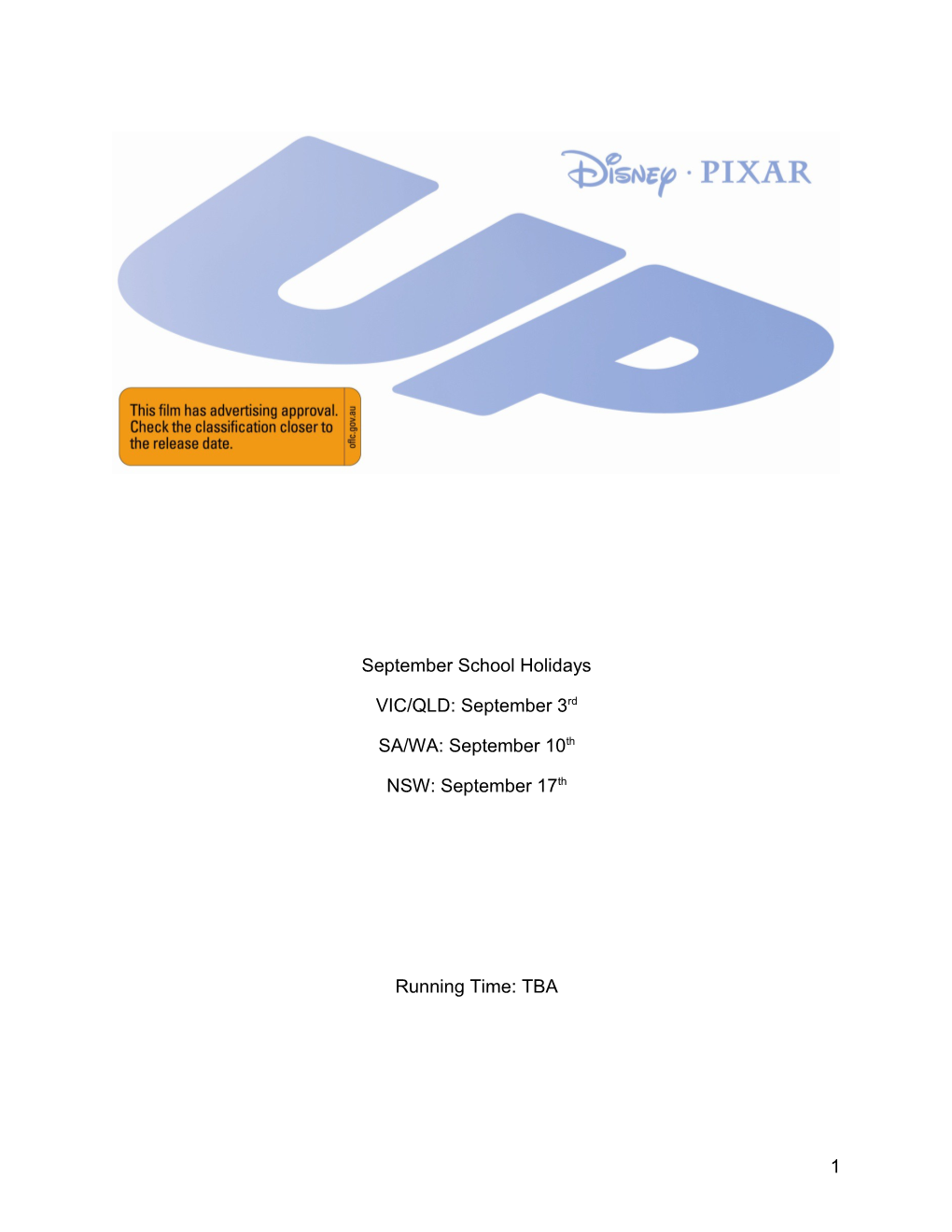 Up Production Information – Rough Draft
