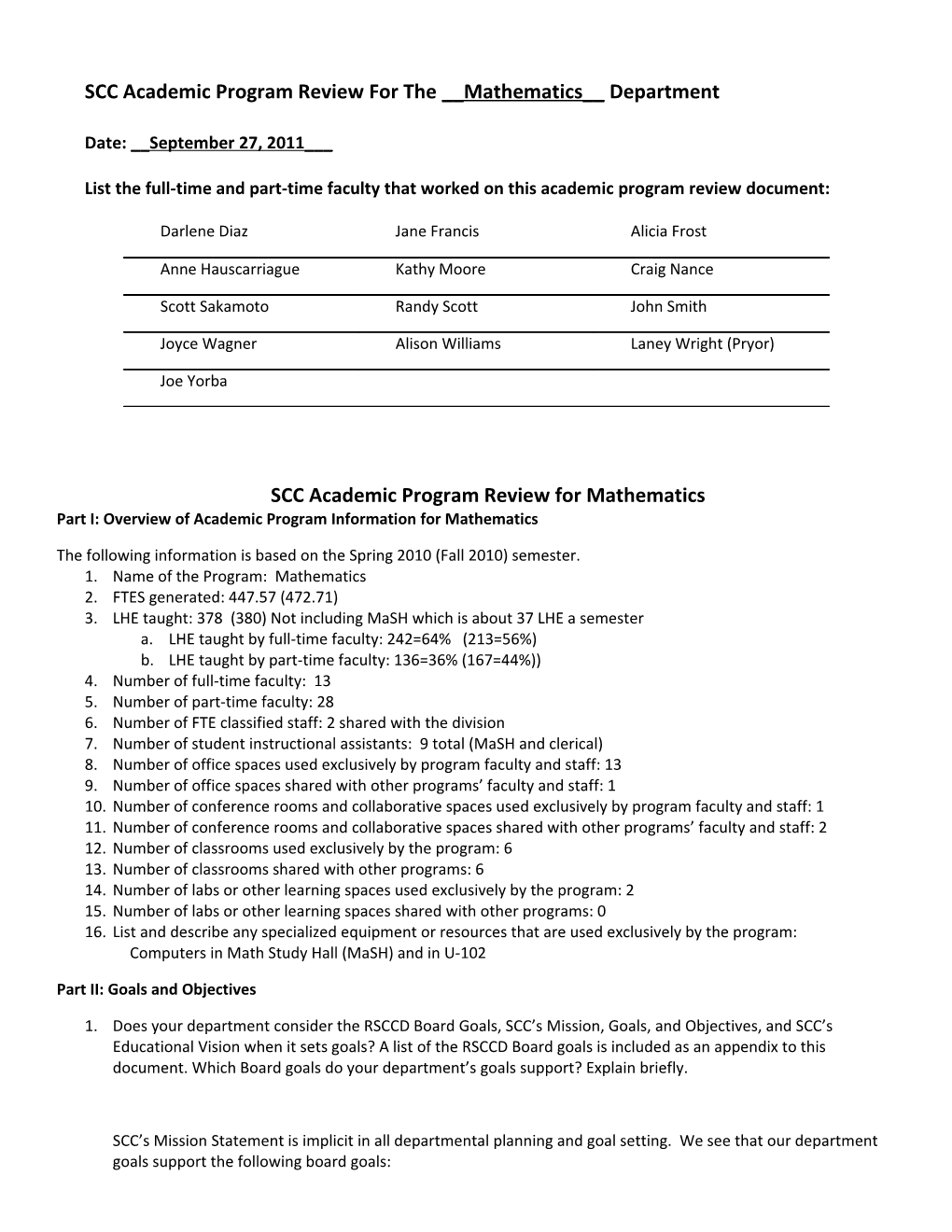 SCC Academic Program Review for the __Mathematics__ Department