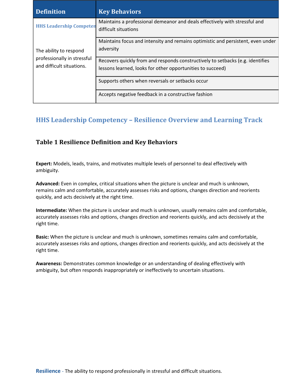 HHS Leadership Competency