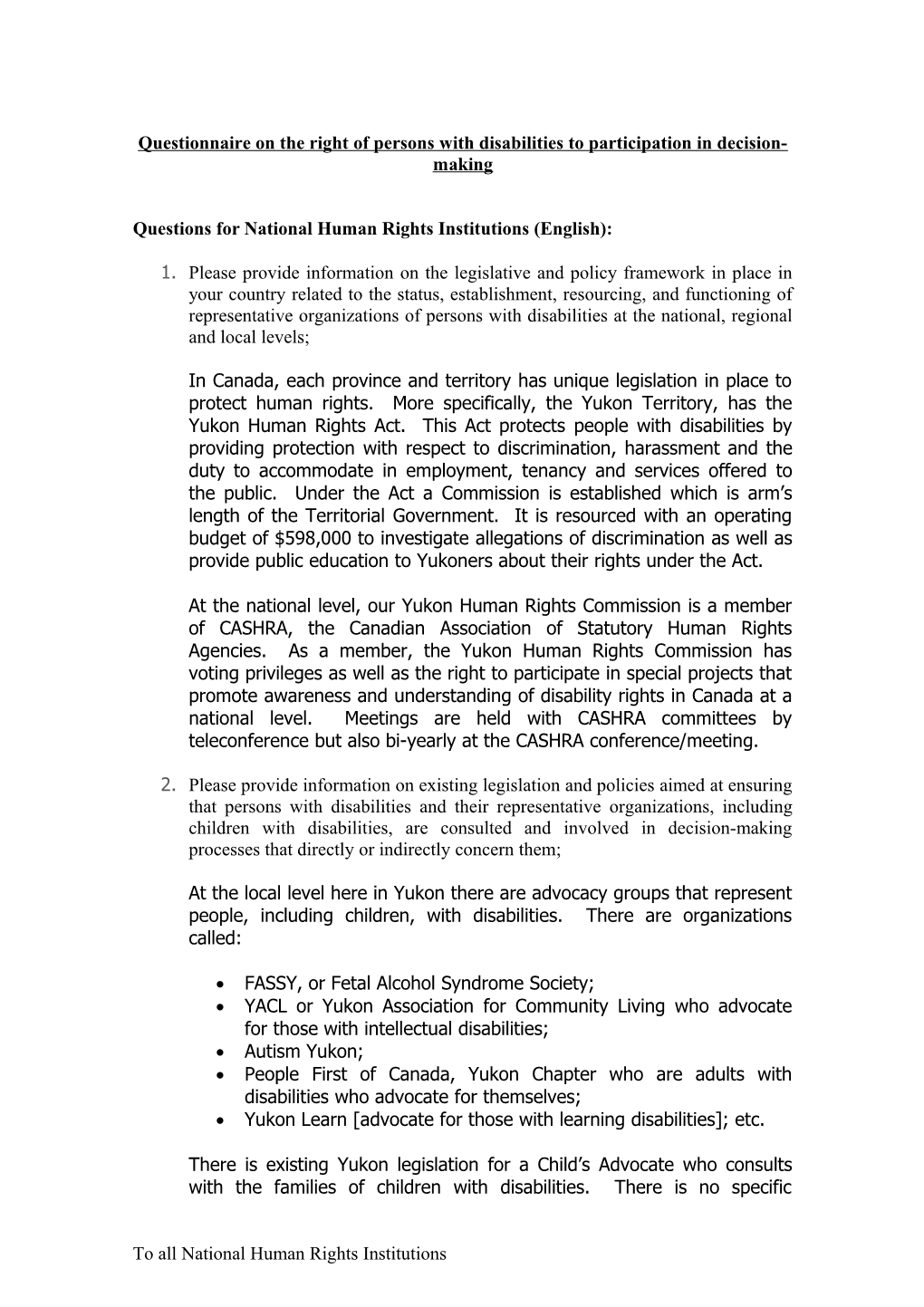 Questions for National Human Rights Institutions (English)