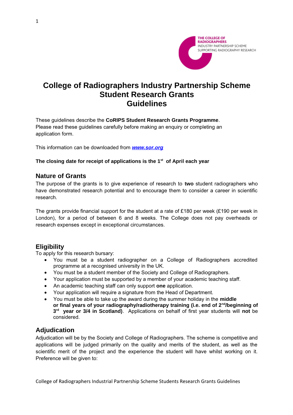 College of Radiographers Industry Partnership Scheme