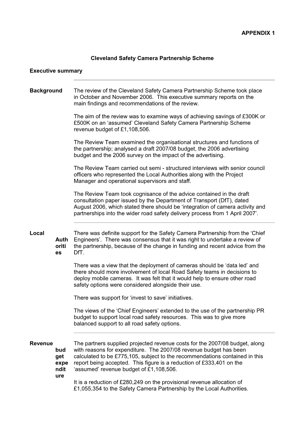 Cleveland Safety Camera Partnership Scheme