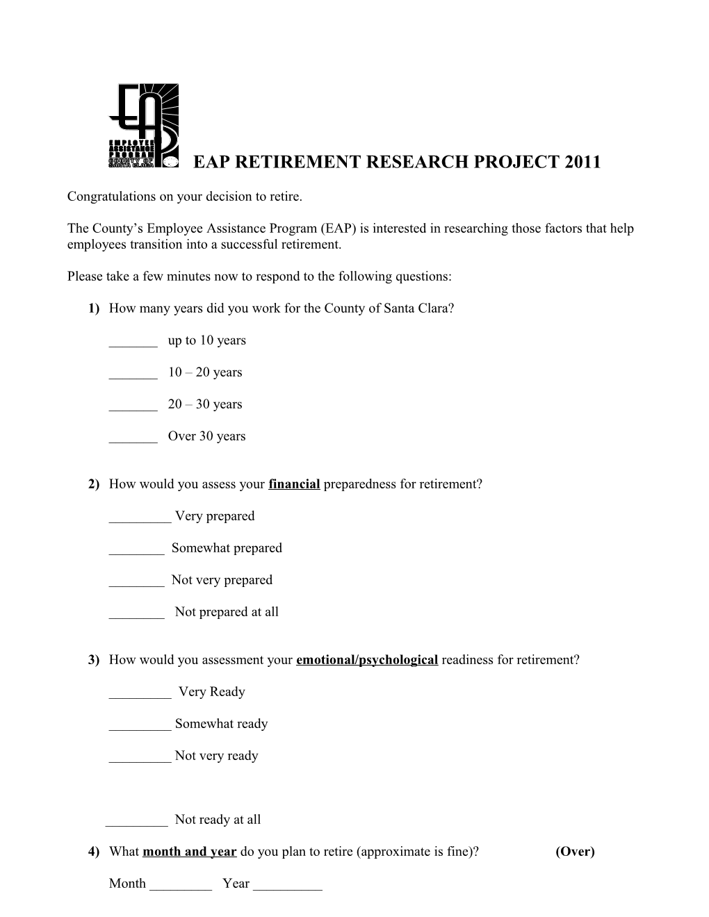 Eap Retirement Research Project 2011