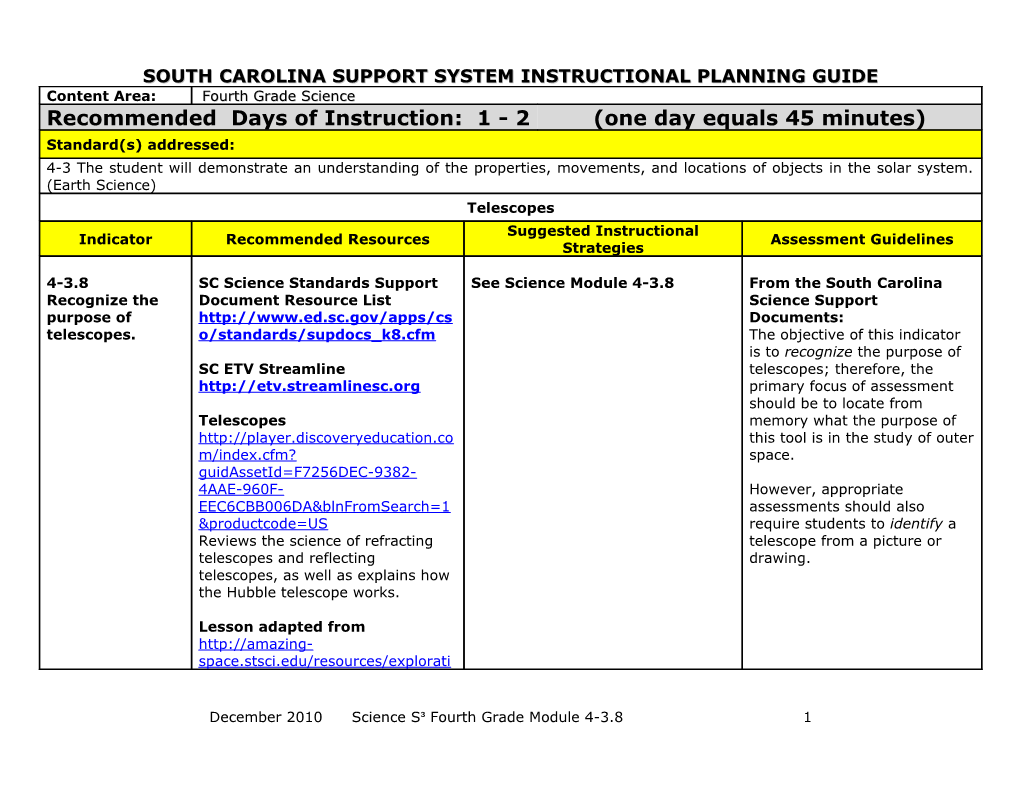 South Carolina Support System Instructional Planning Guide s3