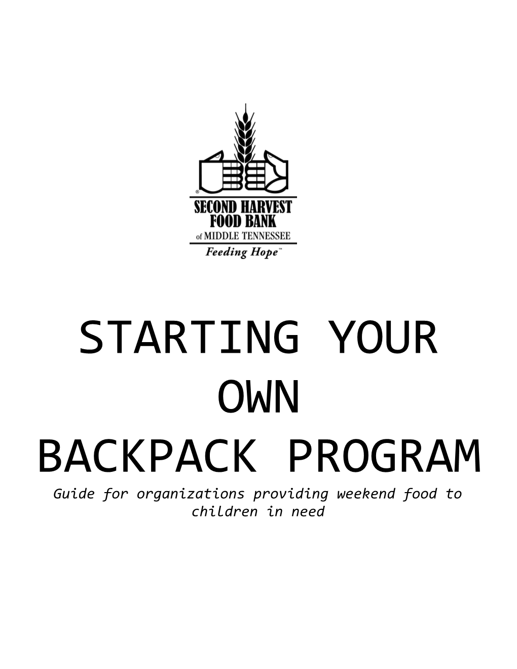 Checklist for Starting a Backpack Program
