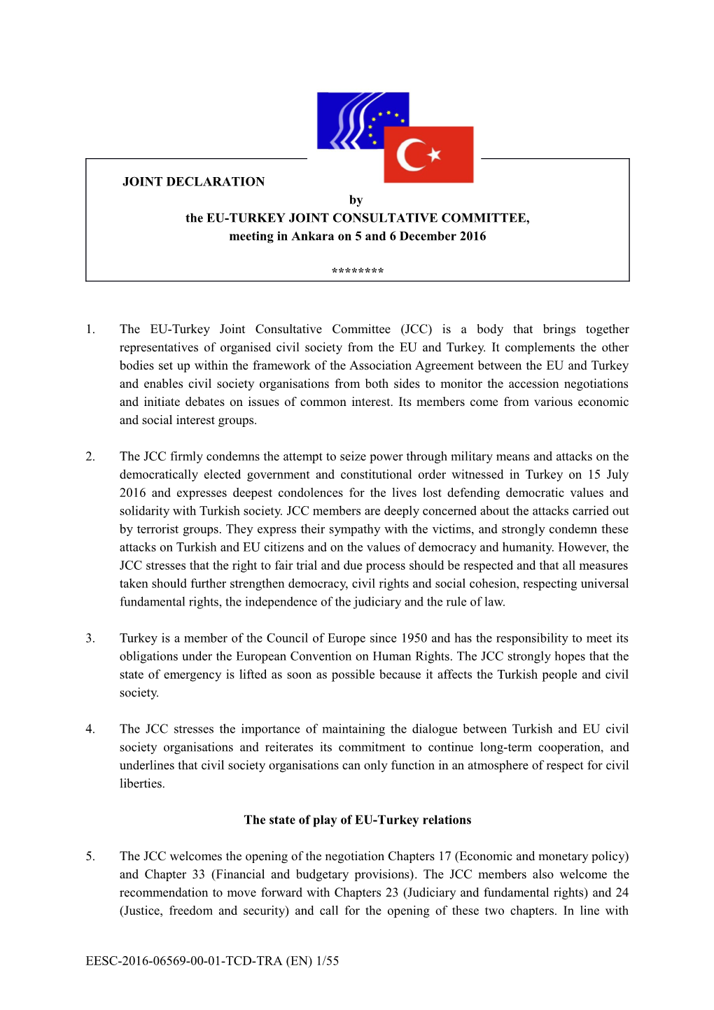 Joint Declaration Adopted at the 35Th Meeting in Ankara on 5-6 December