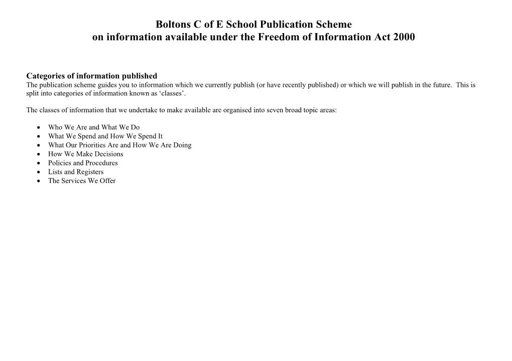 FOI Guide to Information for Schools