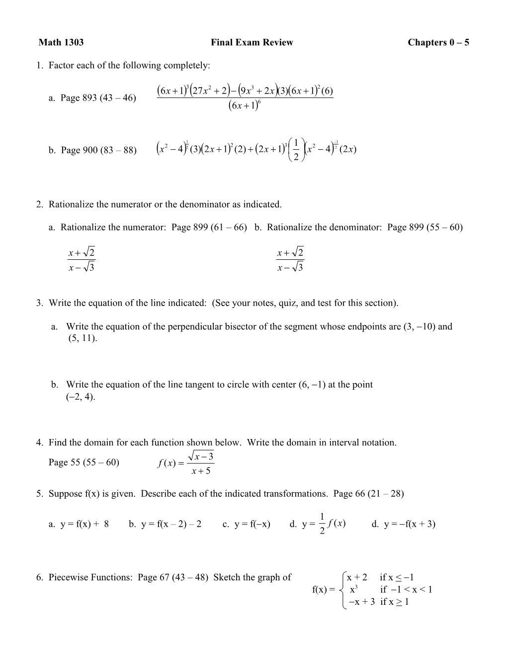 Math 1303 Final Exam Review (Chapters 1 4, 8, 9, Annuities) Fall 2003