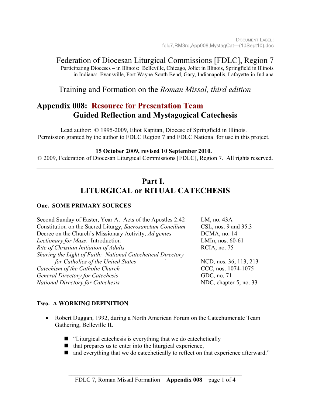 Federation of Diocesan Liturgical Commissions FDLC , Region 7 s1